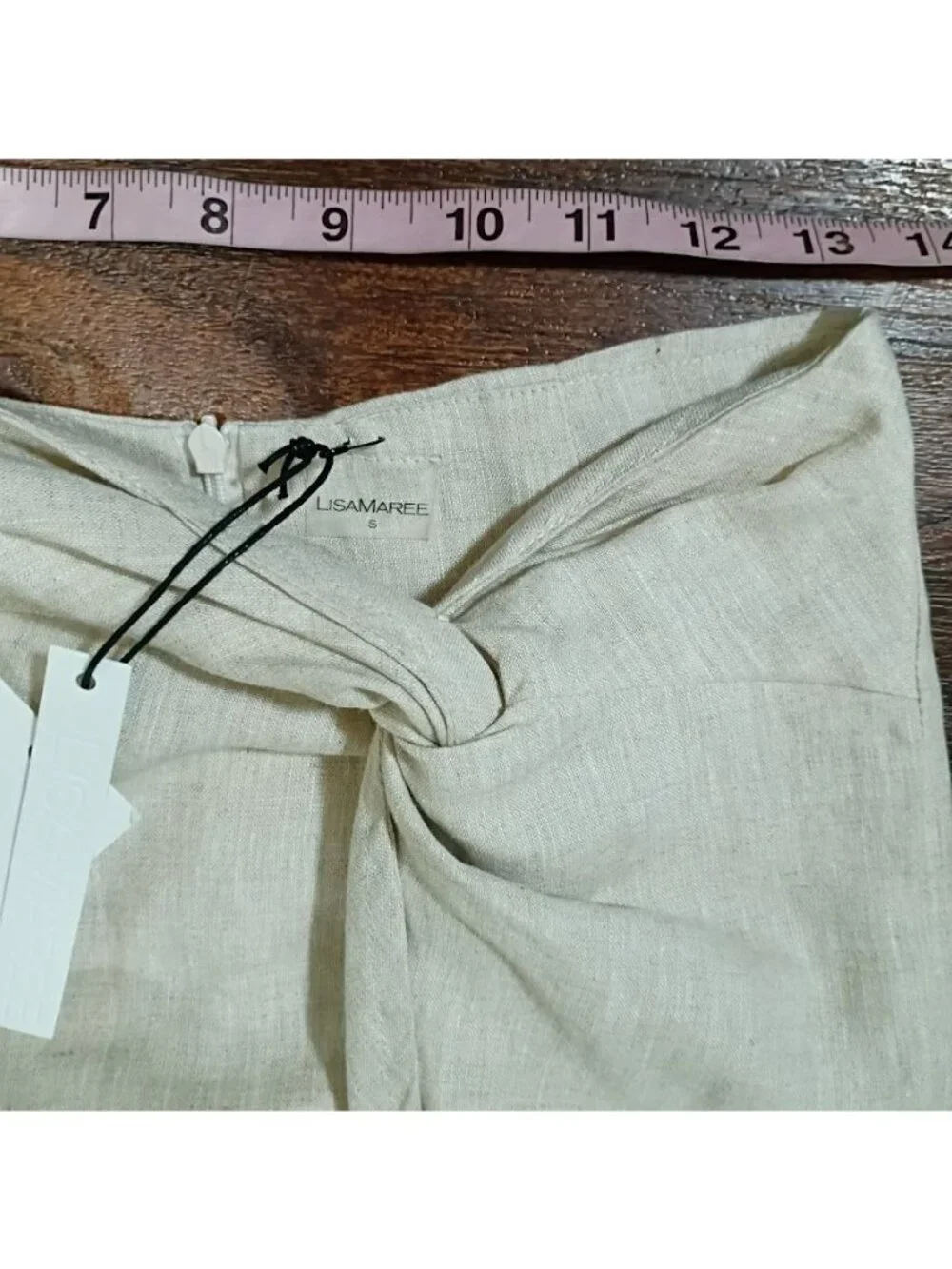 Lisa Maree Linen Tan Beige long Skirt Sz S Linen Blend Wrap Style NWT - Picture 5 of 15